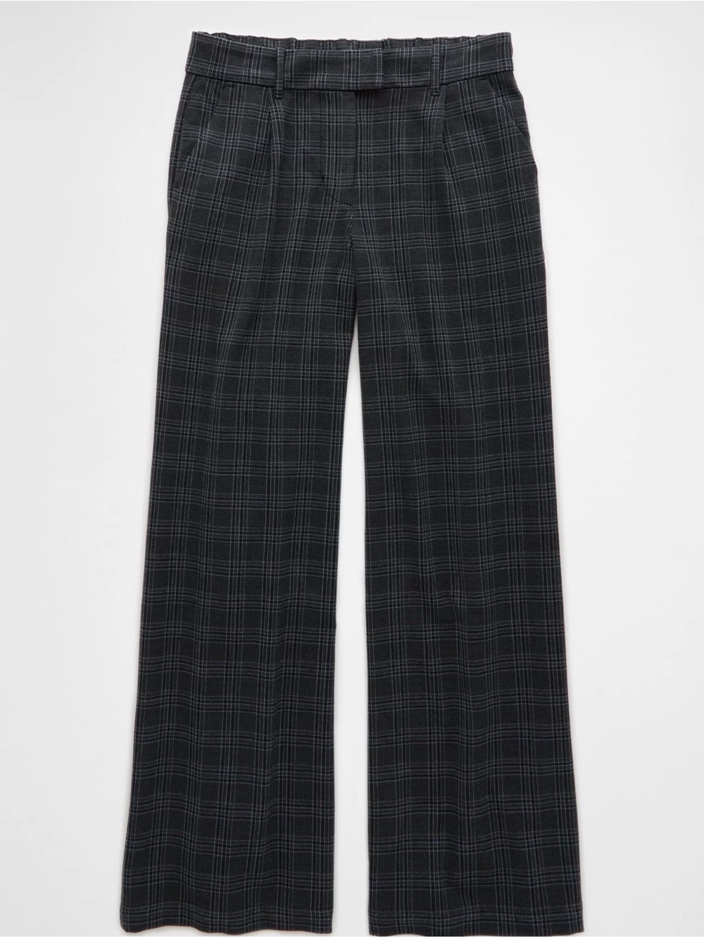 American Eagle Outfitters Gray/blue and Black Plaid Wide-Leg Pants NWOT